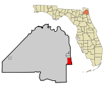 Duval County Florida Incorporated and Unincorporated areas Jacksonville Beach Highlighted